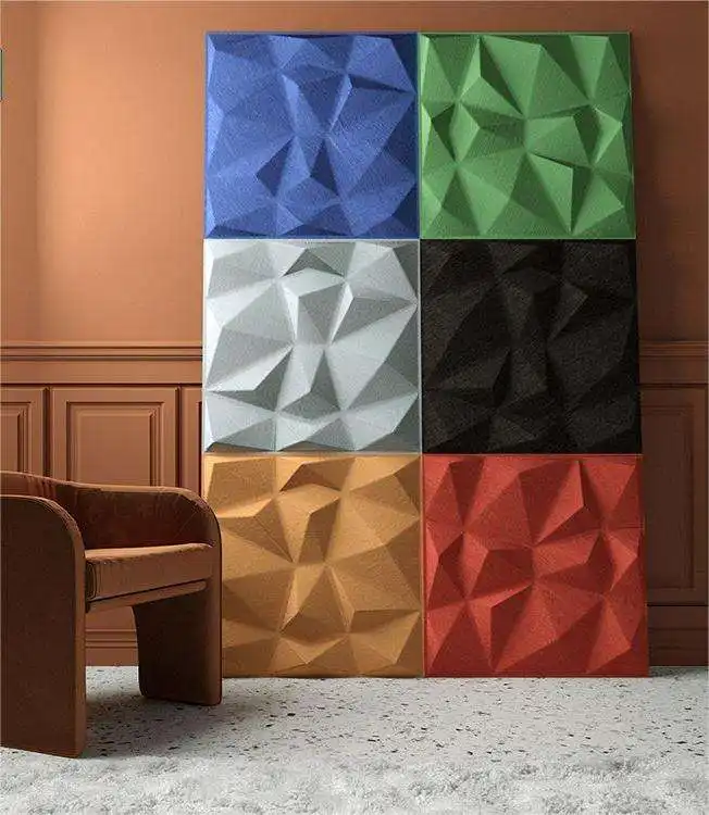 Painéis de parede acústicos 3D de feltro de poliéster para paredes interiores, novo design decorativo moderno