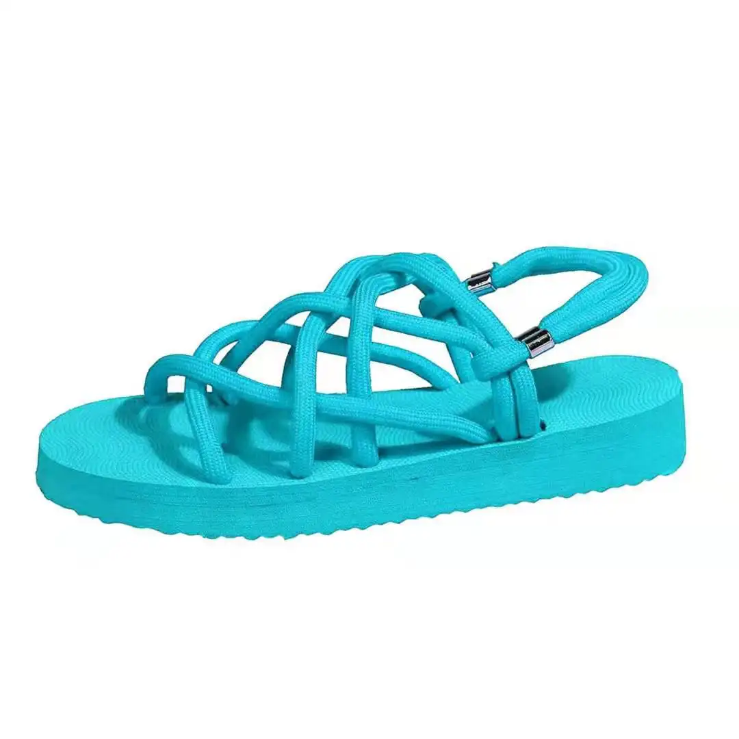 Rieten Henneptouw Damessandalen Nieuwe Outdoor Casual Platte Sandalen Slippers Koreaanse Wilde Lichtgewicht Comfortabele Strandschoenen