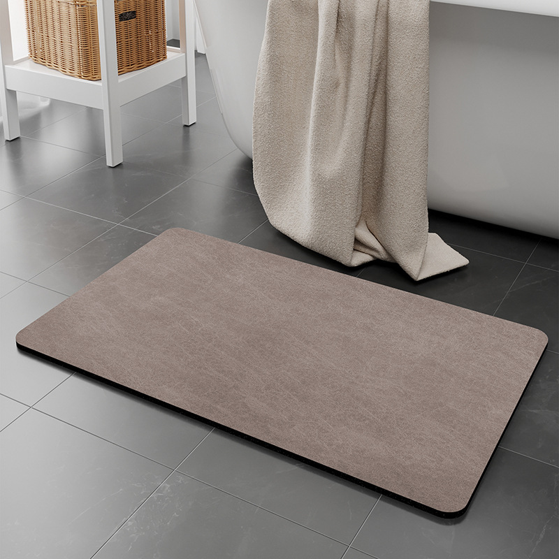 Tapis de salle de bain en polaire arc-en-ciel - Brun minimaliste