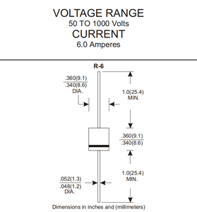 6a10 trục bình thường CHỈNH LƯU <span class=keywords><strong>Diode</strong></span> R-6 1000V/6A CHỈNH LƯU diodo - Product Image 3
