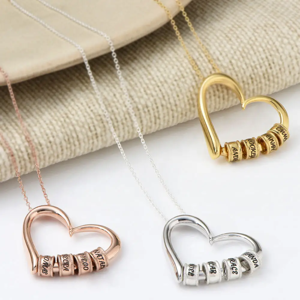 Increíble regalo personalizado nombre colgante joyería collar DIY mujeres chapado en oro corazón collar