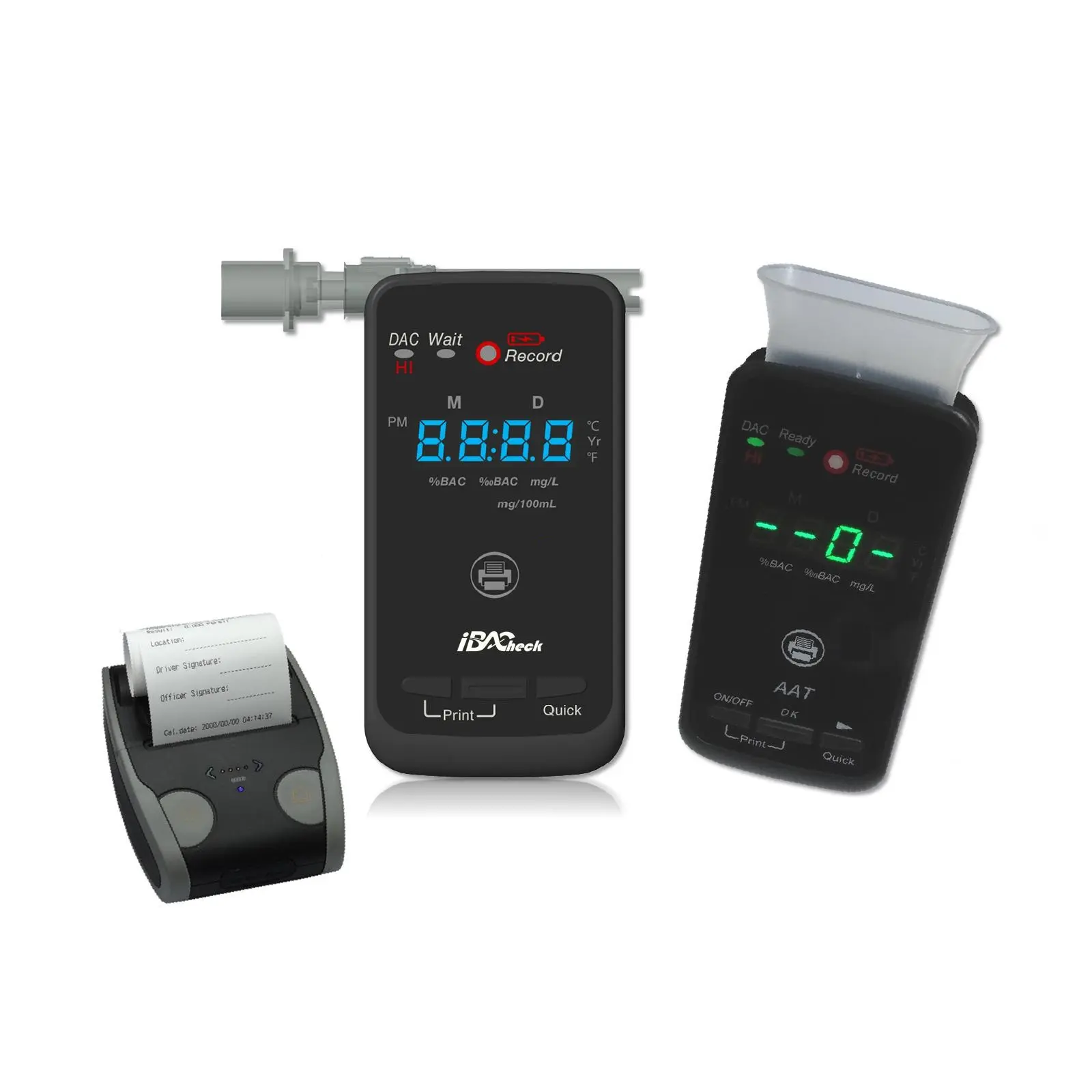 Testeur d'alcool pour pile à combustible AA2010p, éthylomètre rechargeable, test de criblage rapide avec imprimante précise et iBACheck