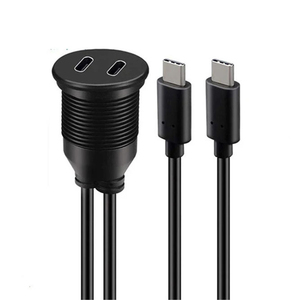 螺纹面板安装USB C插孔至USB C插头电缆1米后隔板堆叠USB C型母对公并联电缆 - Product Image 2