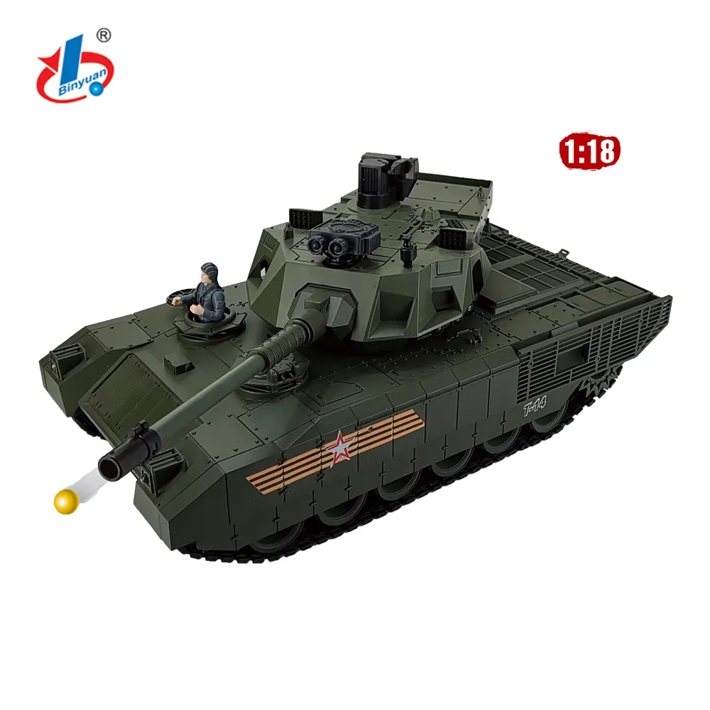 Binyuan 2022 جديد خزان تحكم عن بعد للأطفال 1:18 دبابة مع جهاز للتحكم عن بُعد ZY-021 2.4GHz مع اطلاق النار وظيفة APMATA T-4 RUSSIAN-T90A