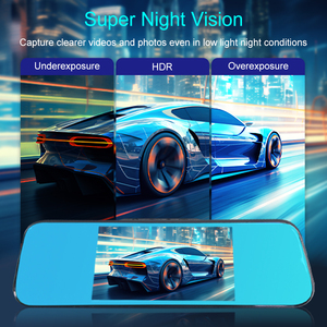 מבט אחורי המראה מצלמת מקף קדמי ואחורי 1080p עבור מכוניות 5.5 מסך מגע מסך מסך מגע, g חיישן 170 זווית רחבה - Product Image 4