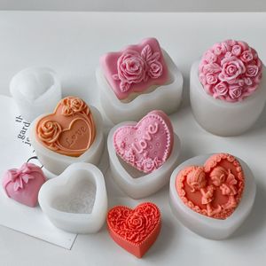 Jiahuimei aşk gül desen 3D silikon kalıp el yapımı sabun aromaterapi DIY pasta ay kek pişirme kalıp reçine malzeme torba