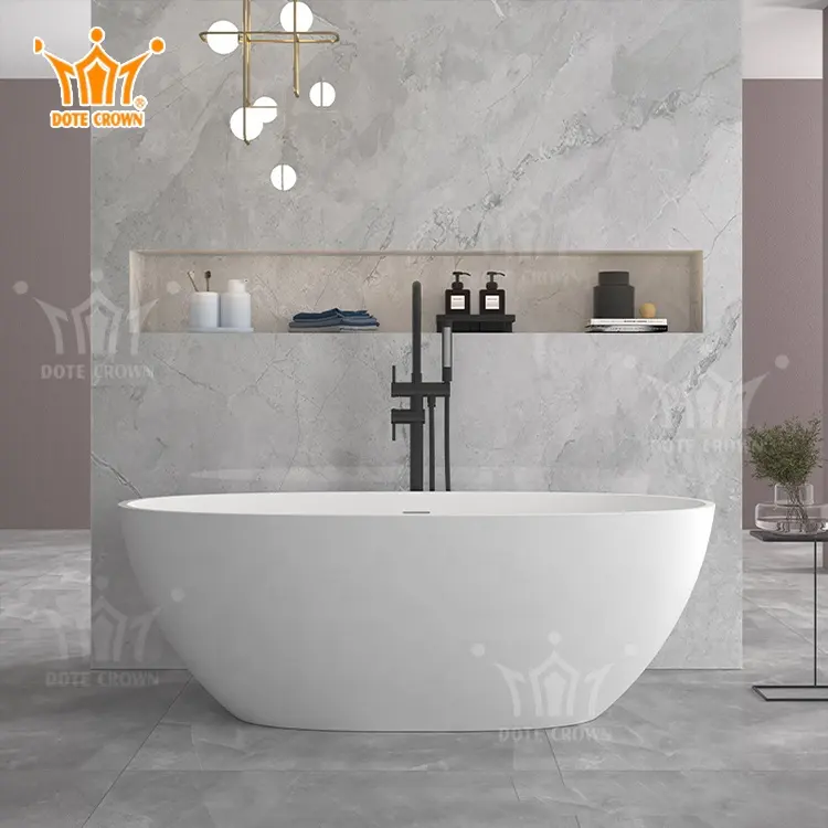 Banheira moderna de resina acrílica, alta qualidade, independente, superfície sólida, banheira, sozinho