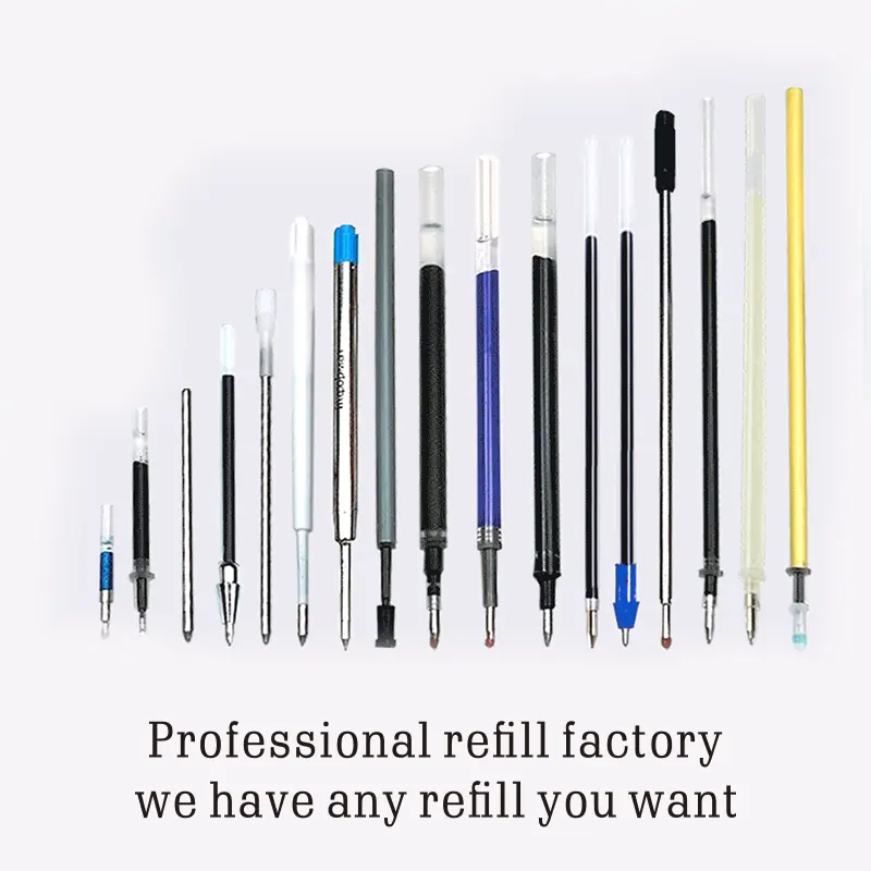 Venta directa de fábrica de varios bolígrafos Rollerball recambios de tinta de gel recambios de bolígrafos de plástico y metal reemplazo y recarga