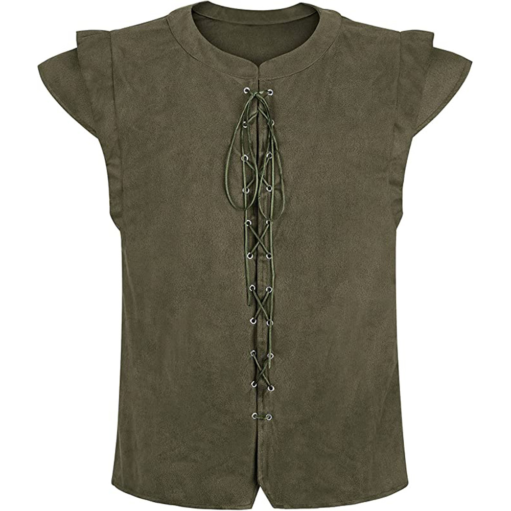 Chaleco de ante verde con cordones
