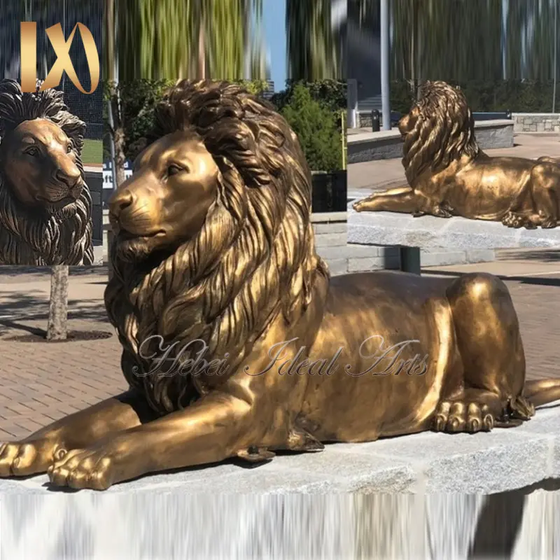 Estátua de leão de ouro em forma de leão, estátua de bronze ideal para venda