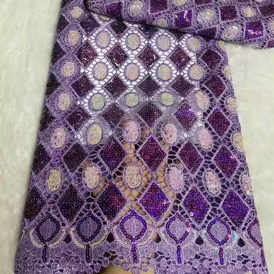 FY3083 Новая роскошная африканская кружевная ткань 2024 высококачественный гипюр шнур кружева с блестками для нигерийских свадебных платьев