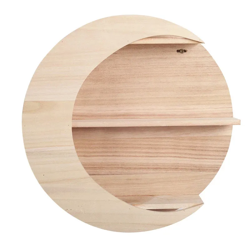 Estante De Luna decorativo de madera colgante flotante moderno para sala de estar dormitorio estante de exhibición de adornos de madera con características de almacenamiento