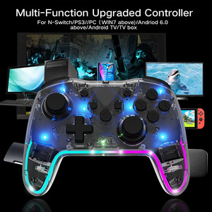 Venta al por mayor transparente RGB luz Turbo inalámbrico BT Gamepad Android Switch Pro Smart Vibration Joystick Controller - Product Image 4