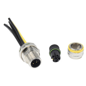 ขั้วต่อ PCB M12 5-PIN K รหัสวงกลมบัดกรี moldable ปลั๊กหญิงกับซ็อกเก็ตตัวผู้กันน้ำแผงสายเคเบิล16A ชนิด DIN