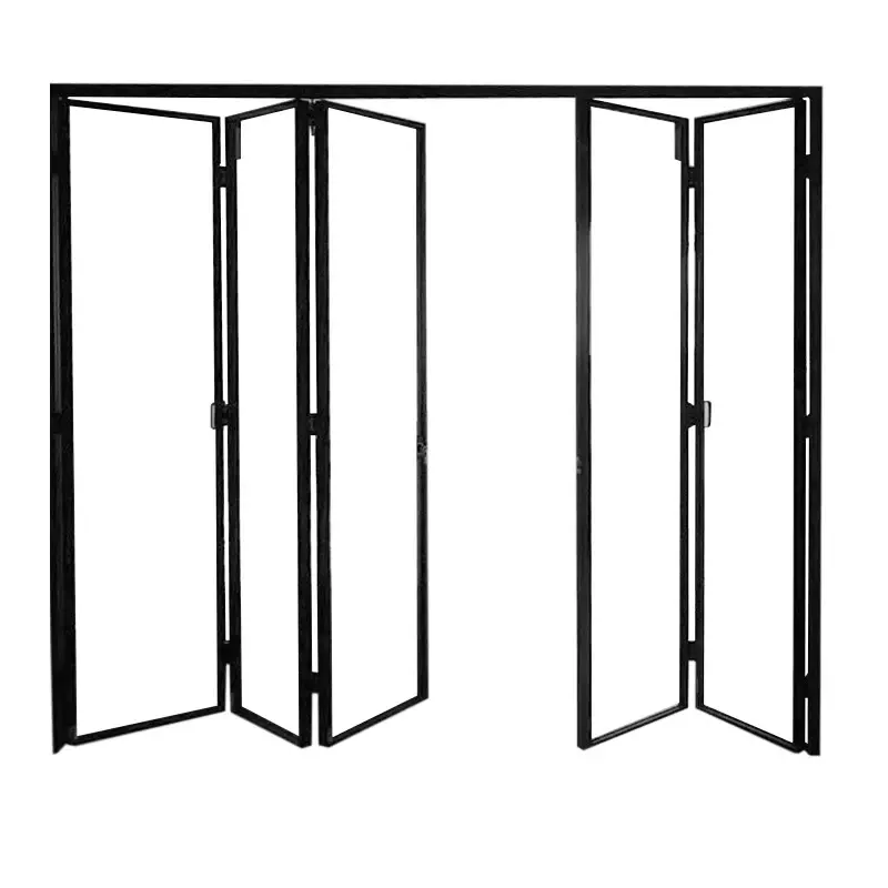 Wholesale Folding Glass Doors Patio Kitchen Aluminium Customized Size Balcony Sliding Folding Glass Doors