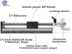 Guía de riel lineal manual, plataforma deslizante de movimiento de 100mm, carrera efectiva, mesa deslizante de una sola pista para XYZ Axis CNC - Product Image 3