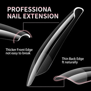 240pcs/Box Transparent Half Matte Gel X Full Cover Extension False Nail Curved Press on Nails Soft Gel Long Nail <strong>Tips</strong> - Product Image 4