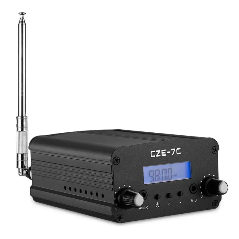Transmissor fm CZE-7C 76 ~ 108mhz para estacionamento da igreja, aprotii 7w/1w mp3 radio 1 mile longa distância, pode conectar com microfone