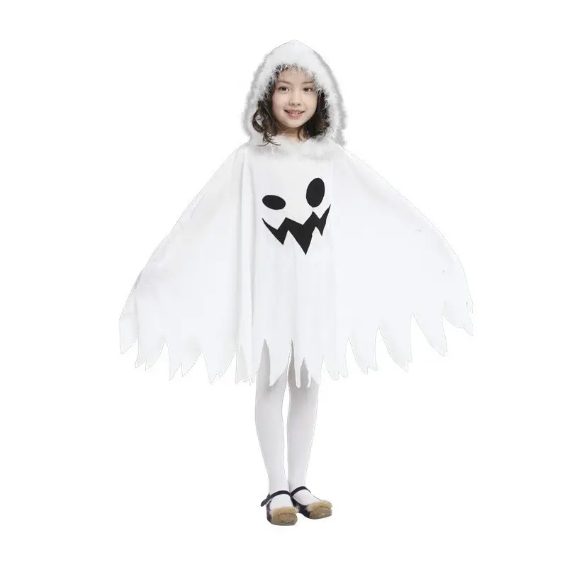 Halloween Kinder kostüm Vampir weiß Geist Kostüm Druck Cape Maskerade Cosplay Teufel Tod niedlichen Elfen Umhang PGPF0269