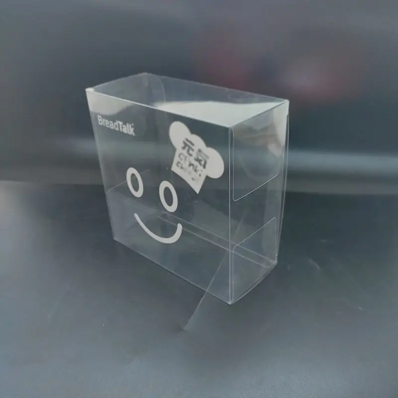 2024 petite boîte à biscuits en PVC avec logo personnalisé boîte d'emballage pliante en acétate transparent pour l'industrie alimentaire avec impression de vernis d'estampage