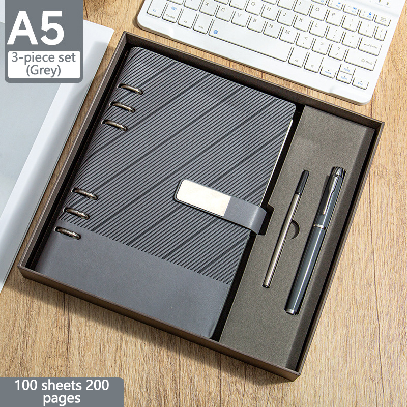 SET-13--Grey notebook + signature pen + pen refill
