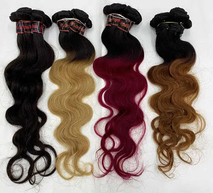 Letsfly-extensiones de cabello humano para mujer negra, nuevo estilo, 9A, ondulado, barato, Color ombré, procesado