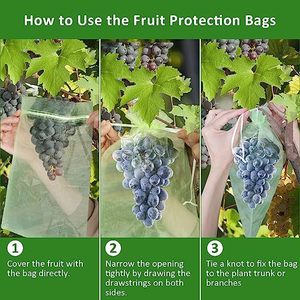 Bolsas de protección de frutas de gran oferta, bolsa verde de malla de protección de árboles frutales con cordón para plantas, frutas, flores y verduras - Product Image 6