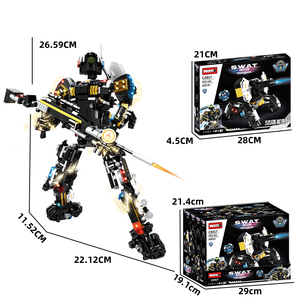 WOMA TOYS C5017 bambino educativo fai da te creativo plastica deformata blocco di costruzione mattone 4 in 1 trasformazione robot mecha mech kit set - Product Image 3