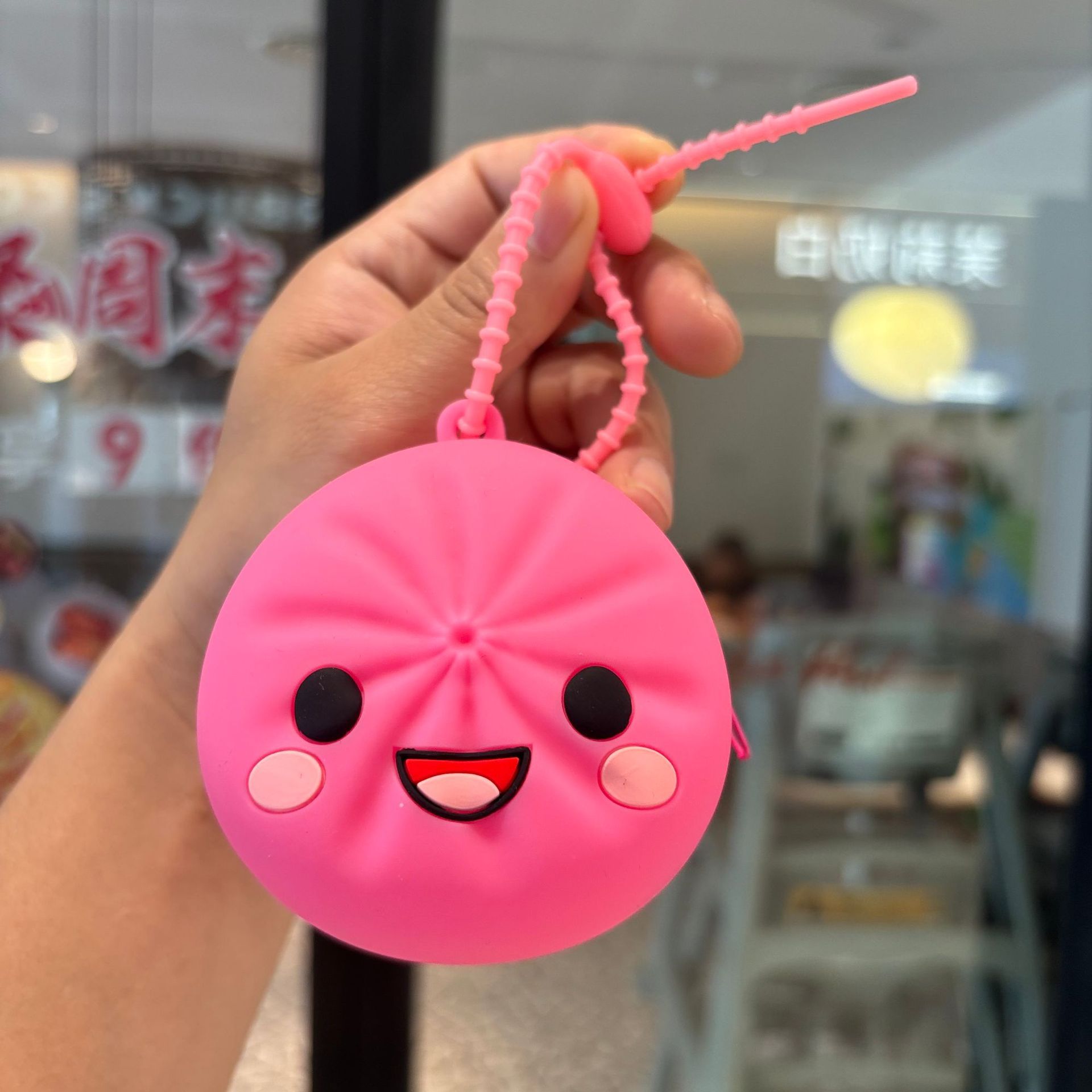 Silicone Bun Coin Purse - Red