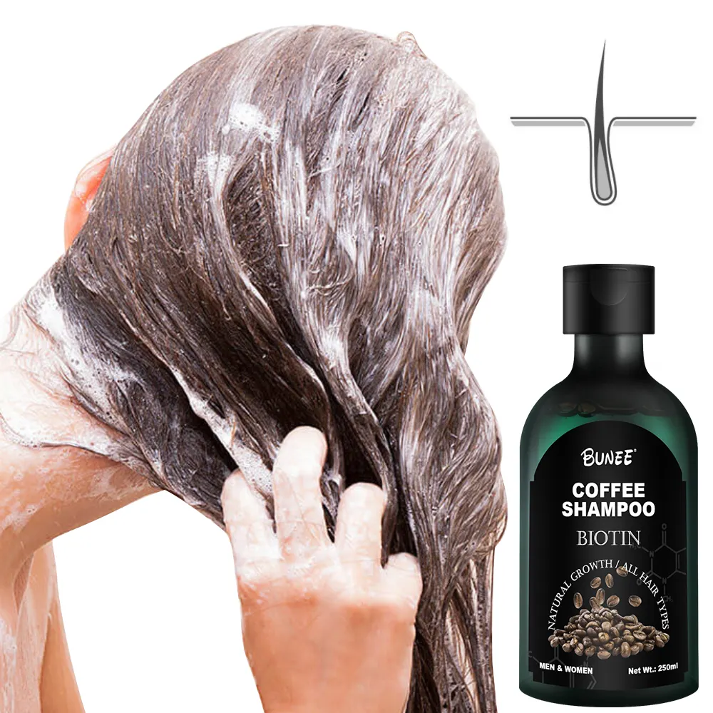 BUNEE anti botak Biotin 250ml, penguat terbaik sampo pertumbuhan rambut dan kondisioner untuk pria dan wanita