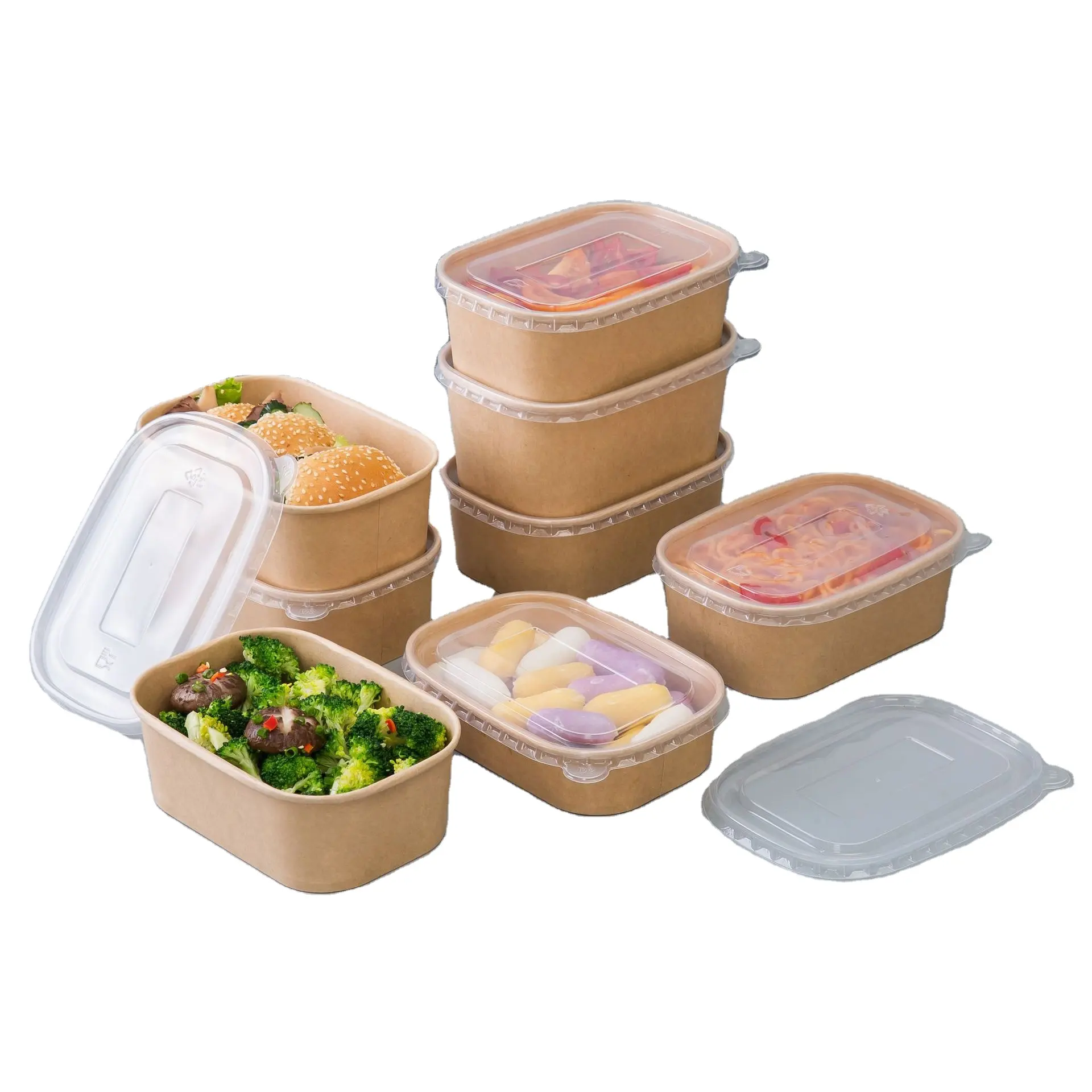 Các nhà sản xuất nhà hàng salad đưa ra bao bì vuông kraft giấy bát