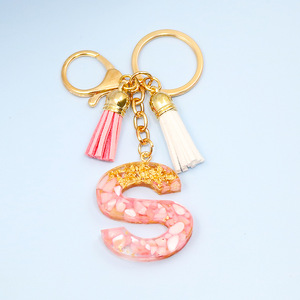 Diy anahtarlık aksesuarları Pvc reçine İlk mektup anahtarlıklar Glitter 26 alfabe kristal pembe taş püskül anahtarlık kolye anahtar - Product Image 5