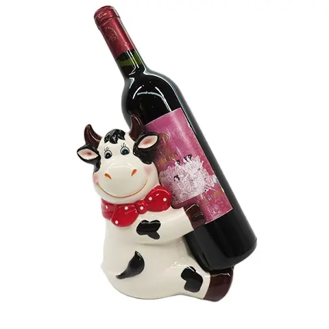 Engraçado Leite de Vaca Boi vinho titular Suporte para Garrafa de Vinho Escultura Cerâmica Ornamental