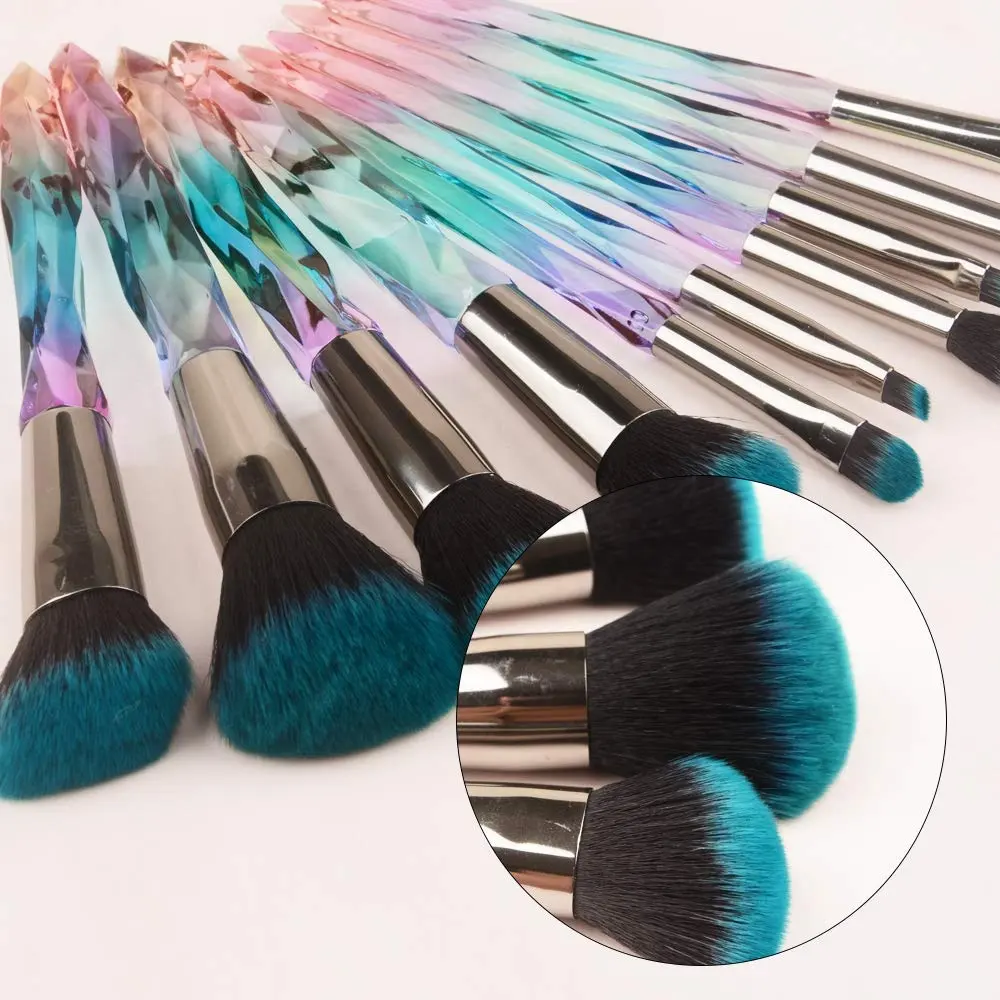 Cheap Wholesale Discount Price Home Use Makeup Brushes for Christmas Gift Diamond Highlighter Handle Makeup Brush Sets