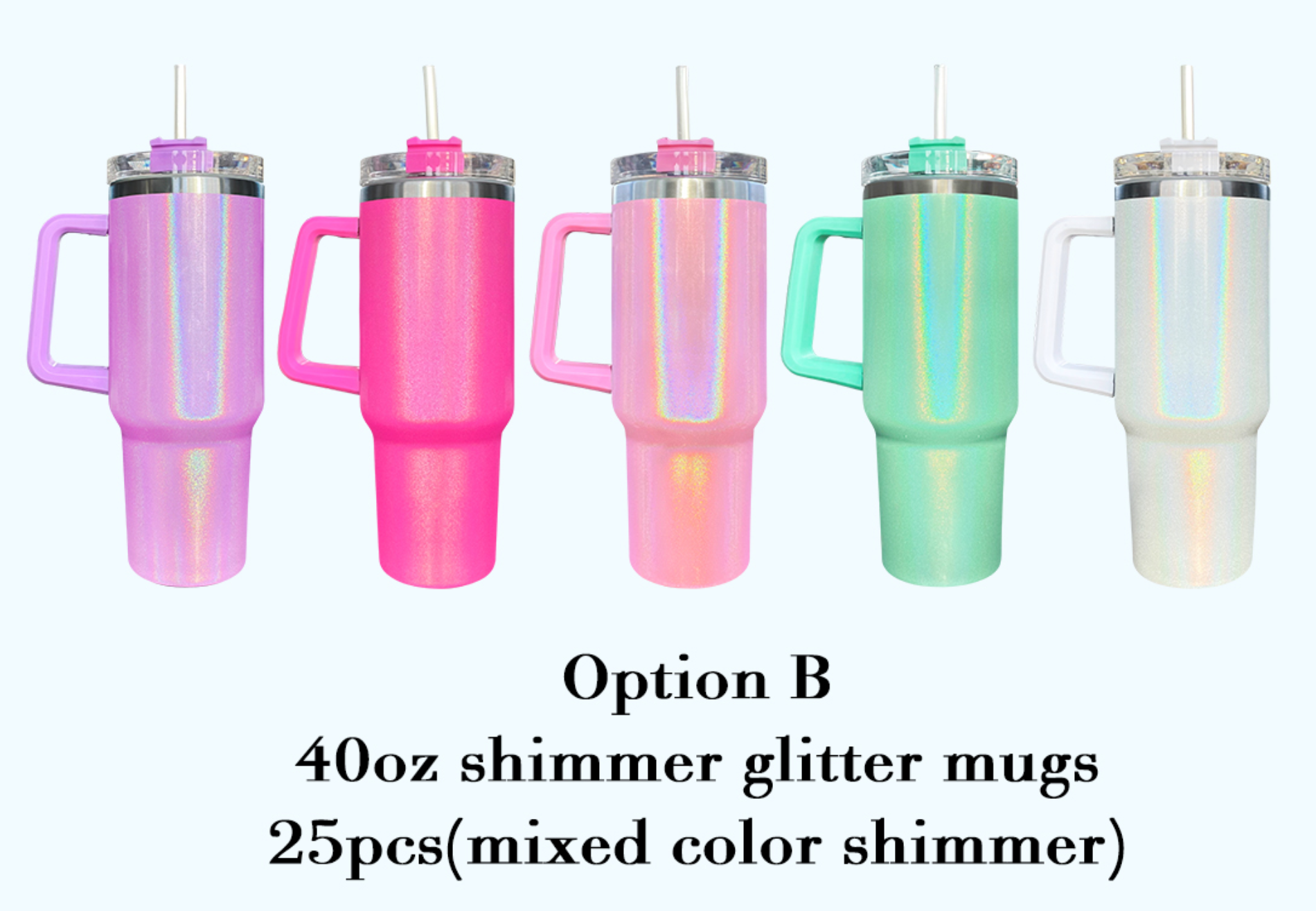 Tasses scintillantes à paillettes de couleurs mélangées, 1,2 L (40 oz)