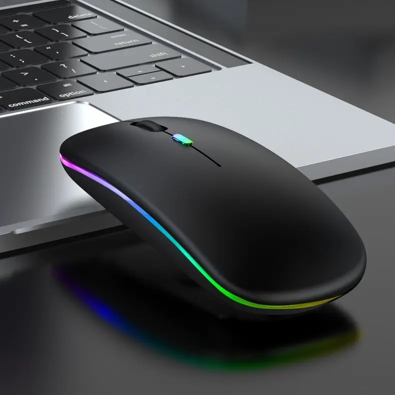 Mouse sem fio BT Dual Mode para carregamento mudo, adequado para computadores, laptops, jogos de escritório, mouse sem fio luminoso