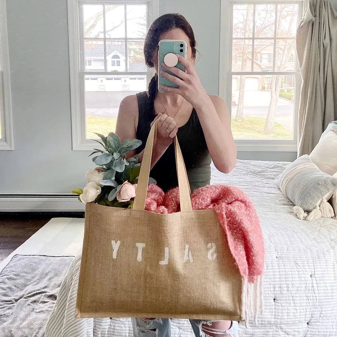 Chất lượng cao bán buôn Thêm lớn trống trắng lớn phụ nữ vải mua sắm Linen Tote Túi biểu tượng tùy chỉnh Tote Túi