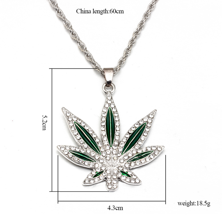 Rhinestone Pendant Necklaces Men Maple Leaf Necklaces Punk Hip Hop Gold Color Chains for Boys Male Steampunk Jewelry