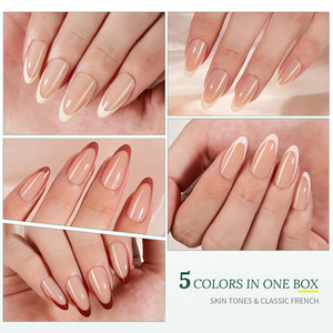 Nailpop 3-in-1 fransız jel tırnak ipuçları kadınlar için yumuşak akrilik badem ve Stiletto desen pres-çivi tasarım 5 renk seçenekleri - Product Image 5