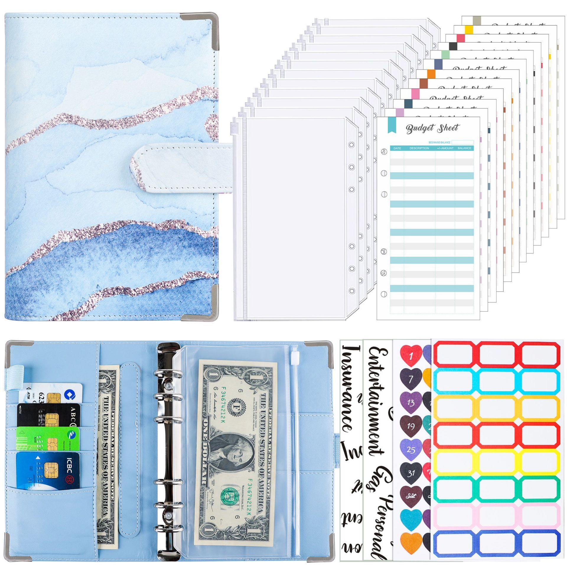 uv-watercolor blue-zipper bag 1212 color budget card 12a english