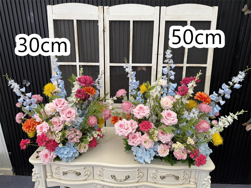 Camino de flores para pasillo de boda con rosas rosadas de 50 cm