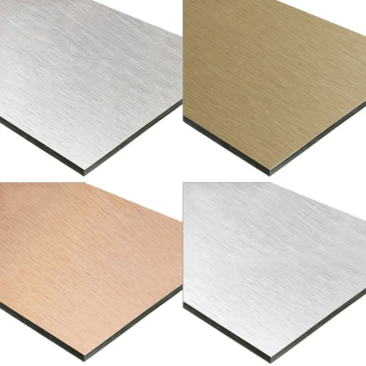 Painéis de parede de material de decoração, painéis de parede de metal espelhados escovados para decoração de barras, painéis de composto de alumínio 4mm/3mm