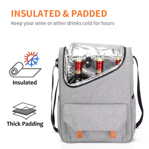Trage tasche für tragbare Picknick tasche 3 Flaschen Isolierter Marken wein kühler Eis beutel Glas kühler Kühl beutel - Product Image 2