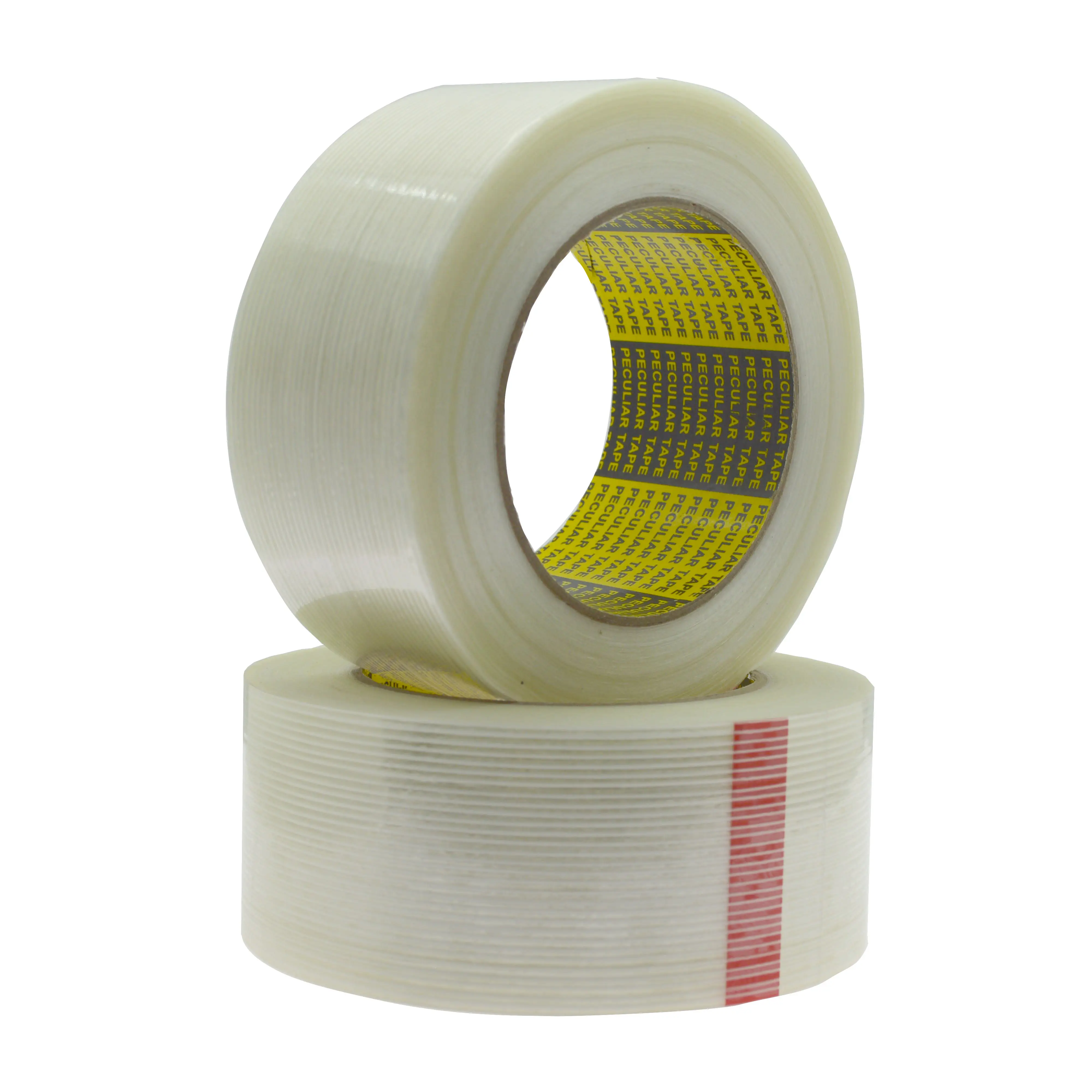 Pegamento de fusión en caliente, embalaje de acero, Mono, cinta de filamento transparente reforzada con fibra 3D 150U