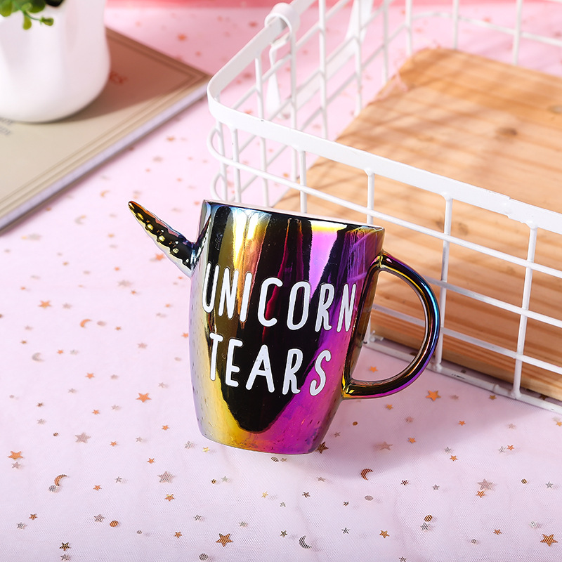 Seaygift แก้วกาแฟยูนิคอร์น,แก้วเซรามิกรูปยูนิคอร์นน่ารักไม่เหมือนใครพร้อมหูจับสีรุ้งแก้วน้ำกาแฟยูนิคอร์น3D - Product Image 3
