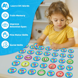 Пользовательские CVC Word Memory чтение Логопедия обучающие игрушки для дошкольного обучения мероприятия круговые флэш-карты - Product Image 1