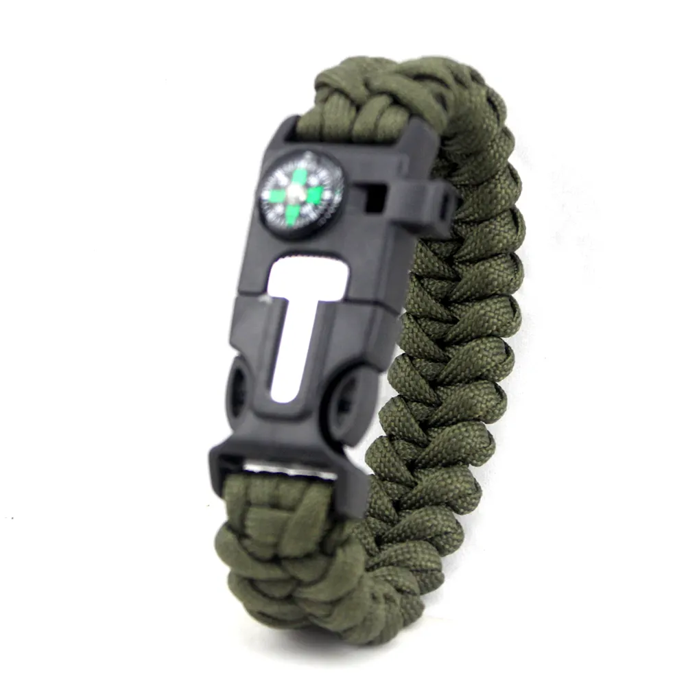 Braccialetto Paracord dell'attrezzatura di campeggio del venditore caldo, braccialetto di sopravvivenza dell'attrezzatura di campeggio di Logo personalizzato