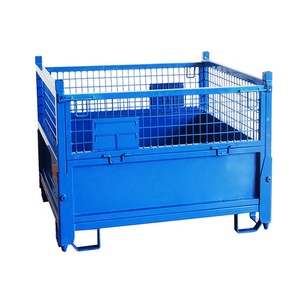 Transporte plegable Almacenamiento apilable Contenedores de malla de alambre Jaula de almacenamiento de acero plegable - Product Image 3