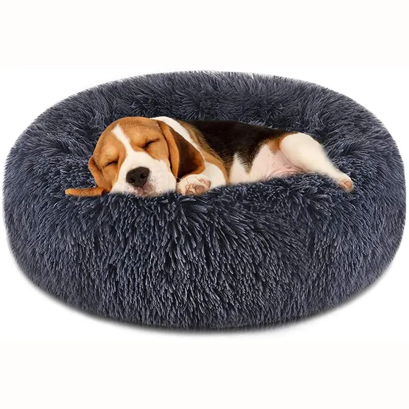 Lit antidérapant pour chien et chat, porte-animal Beige Donut, cage à fruits, poteaux orthopédiques en peluche Pujiang