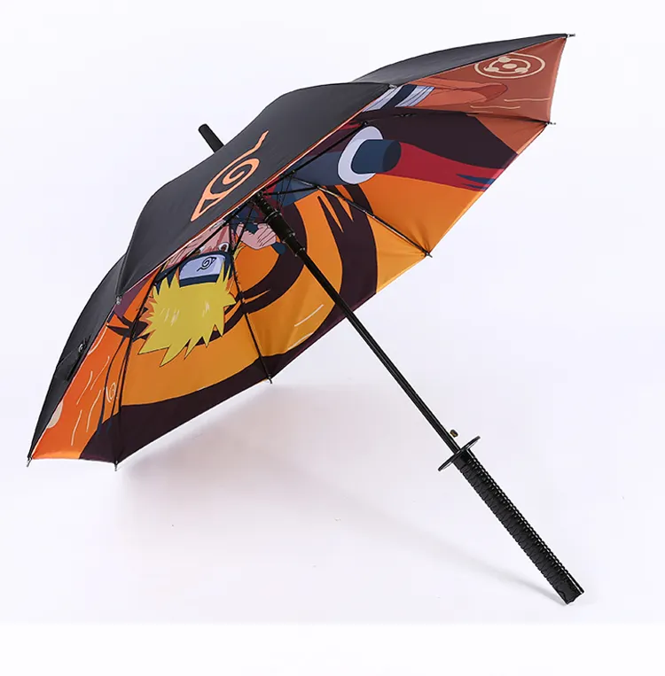 Самурайский зонт, катана, японский зонт с ручкой самурайского меча и принтом логотипа